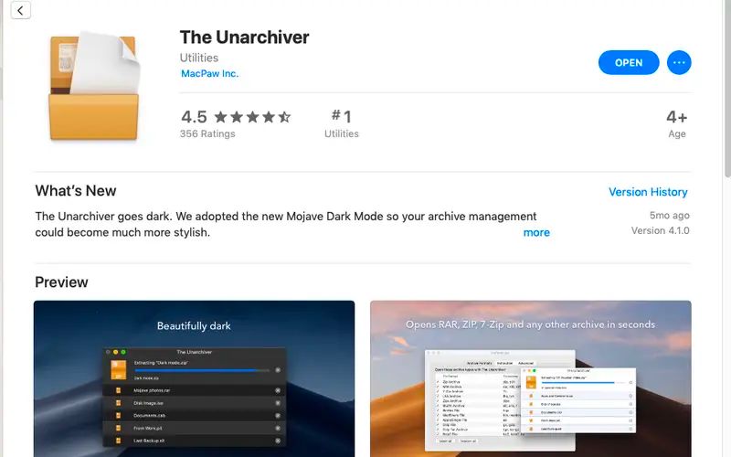 Tải phần mềm the Unarchiver