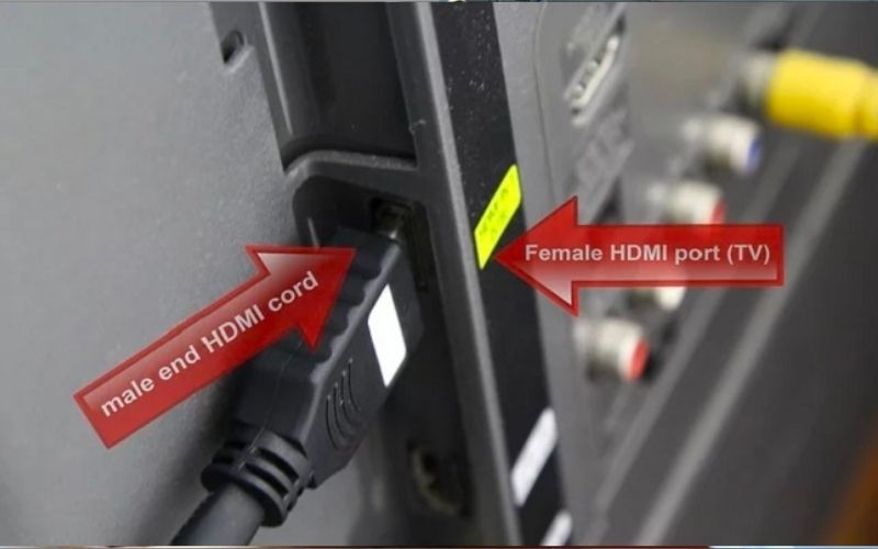 Nối đầu chuyển của dây HDMI/VGA với cổng HDMI/VGA trên tivi