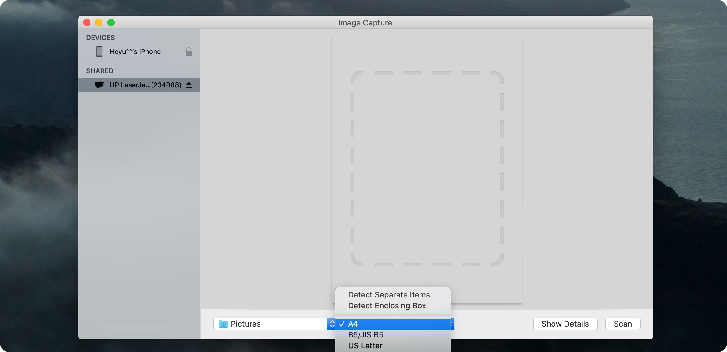 Scan tài liệu với Image Capture MacOS