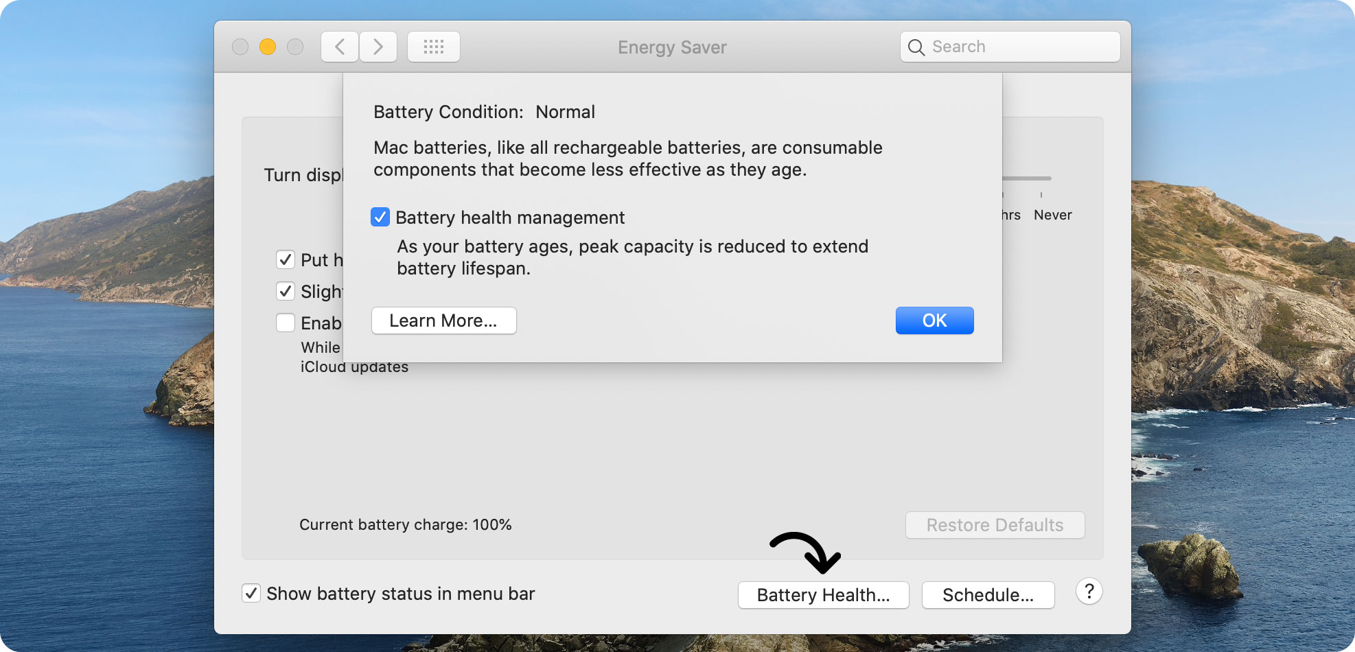 Hướng dẫn tắt Battery Health Management MacOS