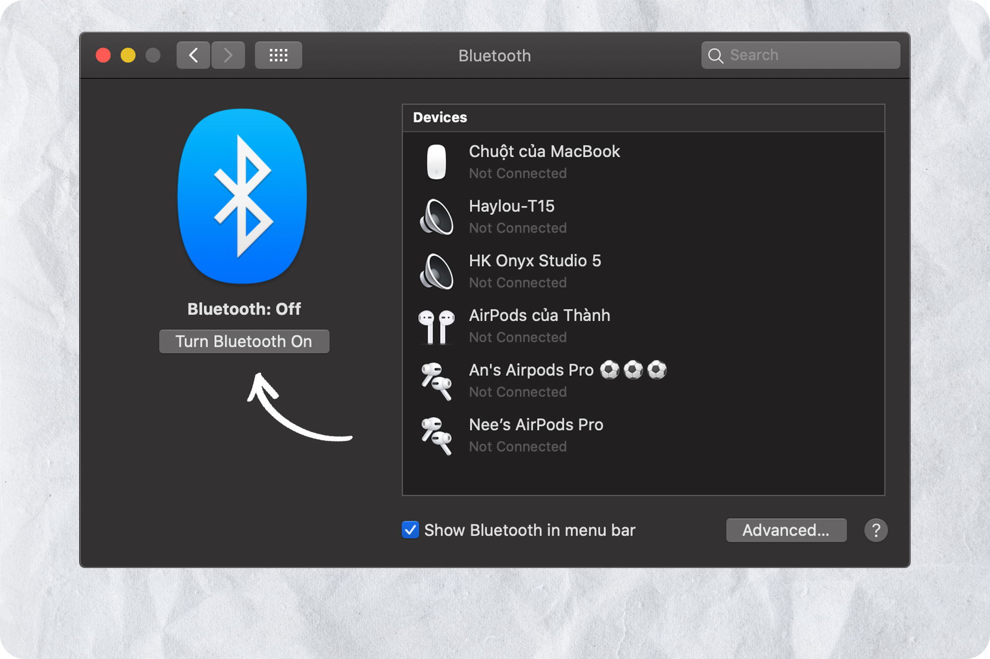 Kích hoạt tính năng Bluetooth ở trên MacBook