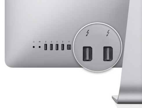 Cổng Thunderbolt có biểu tượng tia sét trên iMac